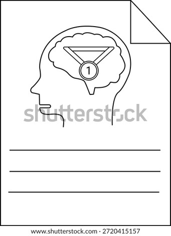 An illustration showing a head with a brain containing a medal with the number 1 on a paper