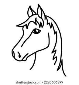 Illustration showing the horse’s head, drawn in black line on a white background.