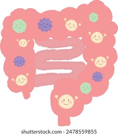 Illustration showing the intestinal environment, hand-drawn style