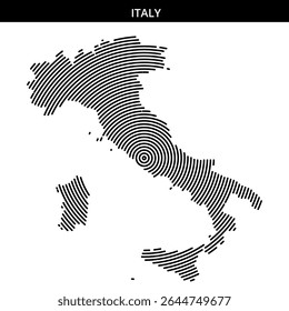 Illustration showing Italy's shape with circular patterns.