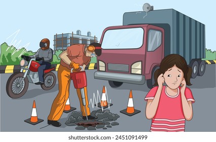 Illustration showing noise pollution vector