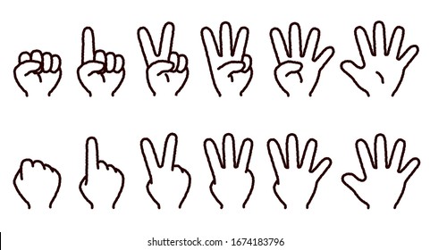 Illustration showing numbers 1 to 5 and fingers