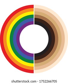 Illustration showing pride colours and racial equality