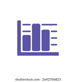 Illustration showing a purple bar graph indicating business growth. The graph is isolated on a white background, ideal for presentations and data visualization, in a simple design.