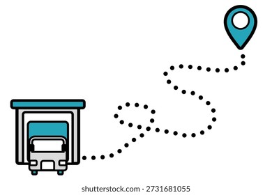 Uma ilustração mostrando o roteiro do local de despacho para o destino