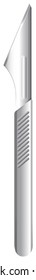 Illustration showing a scalpel on a white background