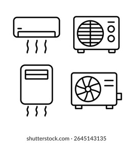 
Illustration showing a set of simple air conditioner icons on a white background