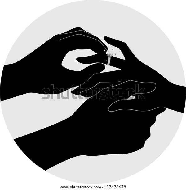 Illustration Showing Silhouette Male Hands Placing Stock Vector ...