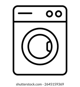 Ilustración que muestra un icono simple de la lavadora en un fondo blanco