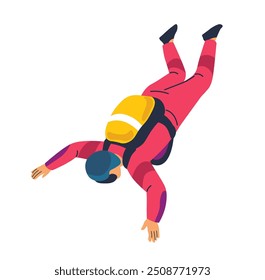 An illustration showing a skydiver in a freefall position, isolated on white background. Vector illustration ideal for sports, adventure, and recreational themes.