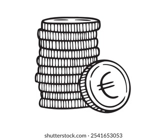 Ilustração com moedas de euro empilhadas, perfeita para temas relacionados com finanças e investimento