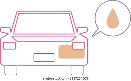 Illustration showing the tank position of a gasoline car in a wire frame