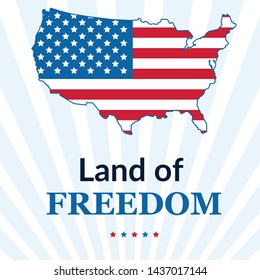 Illustration showing the United States of America as the Land of Freedom.