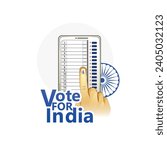 illustration Of Showing Voting Finger With Electronic Voting Machine, vote for india.