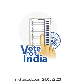 illustration Of Showing Voting Finger With Electronic Voting Machine, vote for india.