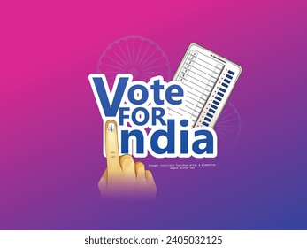 illustration Of Showing Voting Finger With Electronic Voting Machine, vote for india.