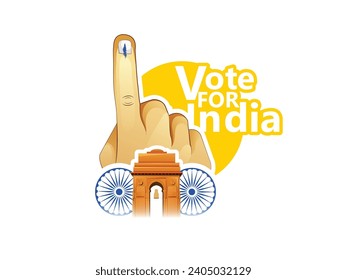 ilustración de Mostrando el dedo votante con la máquina de votar electrónica, votar por india.