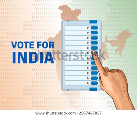 illustration Of Showing Voting Finger With Electronic Voting Machine. Vote for india vector banner design.
