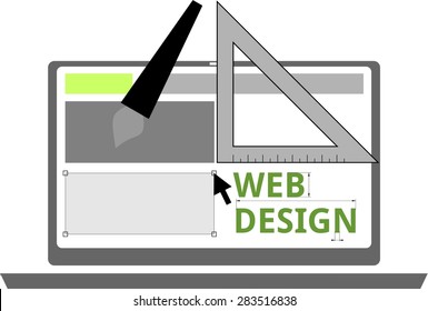 An illustration showing web design tools