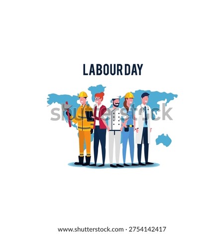 Illustration showing workers around the world celebrating international labour day.