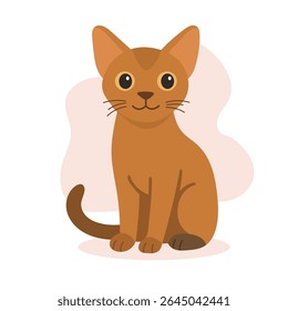 Illustration shows abyssinian cat sitting upright with wide eyes, capturing elegance and alertness. Abyssinian cat lovers will appreciate this calm abyssinian cat moment.