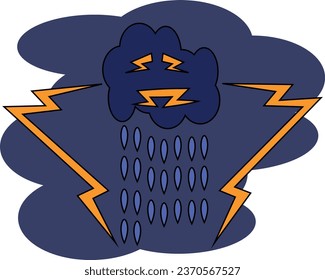 the illustration shows an angry cloud with lightning instead of hands