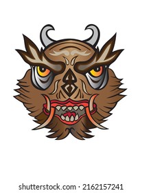 The illustration shows an angry devil face EPS 10