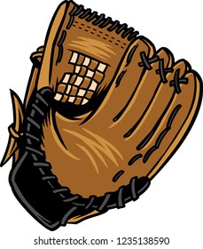 The illustration shows a baseball glove. The glove is made of leather and has a brown color. This is the perfect baseball glove for the best baseball catcher. 