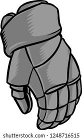 The illustration shows a black hockey glove. 