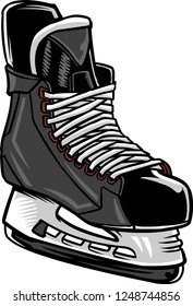 The illustration shows a black hockey skate. 