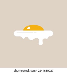 The illustration shows a broken chicken egg. Image of scrambled eggs. Simple vector illustration for design.