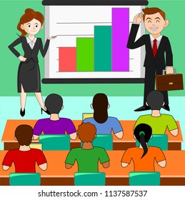 Illustration shows the business seminar.