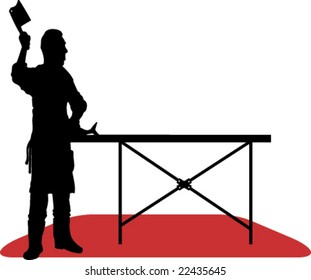 Illustration shows a butcher at work
