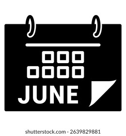 An illustration shows a calendar page set to the month of June, useful for representing schedules and reminders.