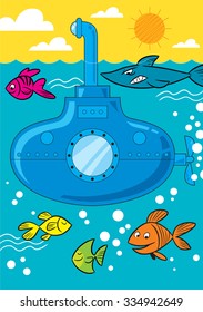 Illustration Shows Cartoon Submarine Sea Stock Vector (Royalty Free ...