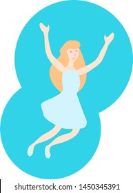 The illustration shows a cheerful girl. This picture can be used for any fun context.