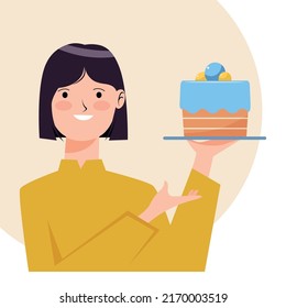 The illustration shows a confectioner with a cake.