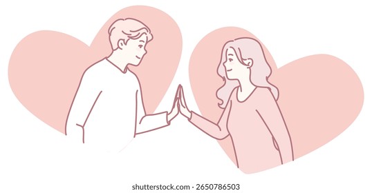 An illustration shows a couple gently touching hands, symbolizing love and connection against a heartfelt backdrop