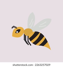 The illustration shows a cute wasp. cartoon wasp. Children's illustration.