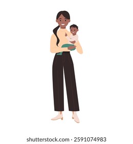 An illustration shows a devoted mother cradling her baby, highlighting deep family bonds of love and care