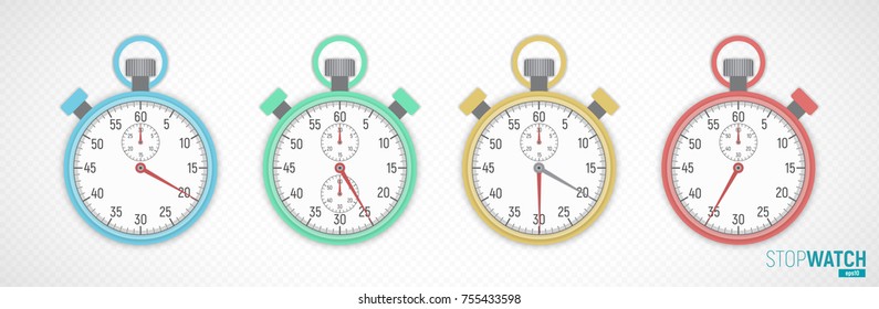 Illustration shows different types of  stopwatch in modern style.