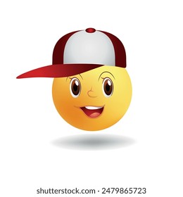 The illustration shows an emoji bun with the face of a boy wearing a cap.
