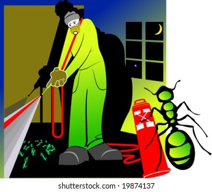 Illustration shows exterminator fulfilling his duty