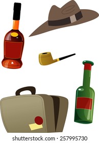 
The illustration shows a group of objects that relate to men's accessories. Illustration made isolated on white background on separate layers.