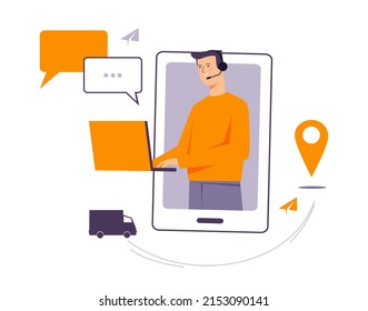 La ilustración muestra a un tipo tomando una orden.