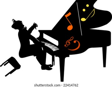 Illustration shows instrumentalist and his music