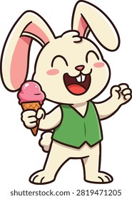Illustration shows joyful rabbit