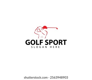 The illustration shows a man posing with a golf ball and a golf club.