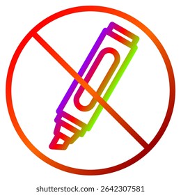 Illustration shows a marker crossed out with red circle meaning prohibition Suitable for educational materials or restriction signs and notices