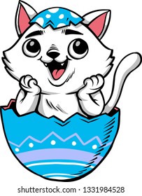 The illustration shows a newborn  Easter cat. 
